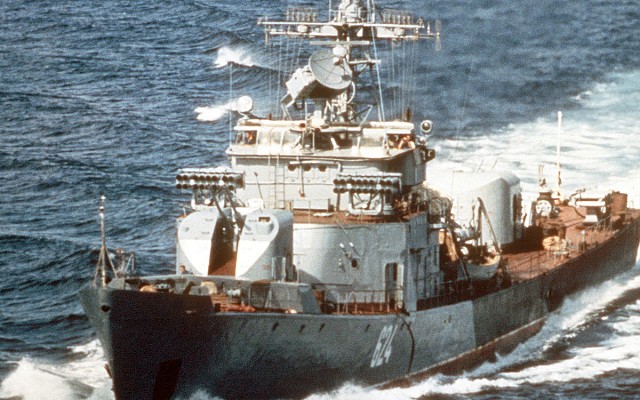 RBU-2500 Smerch on Project 159 class frigate
