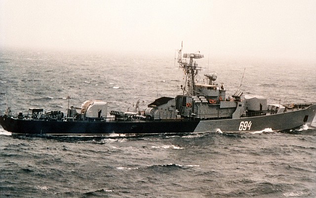 RBU-2500 Smerch on Project 159 class frigate